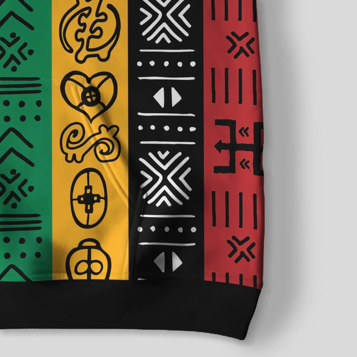 African Symbols in Pan African Colors All-over Hoodie