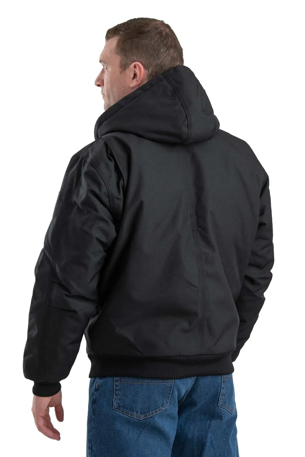 Berne Mens Black Nylon Icecap Insulated Hooded Jacket