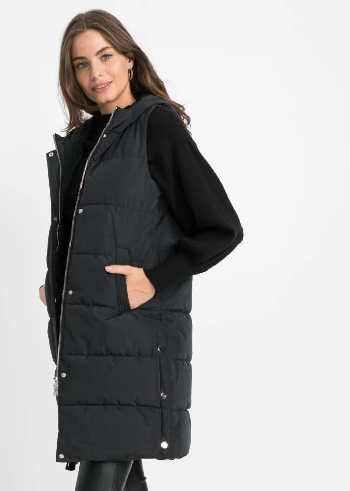 Bodyflirt Quilted Vest with Hood, Black