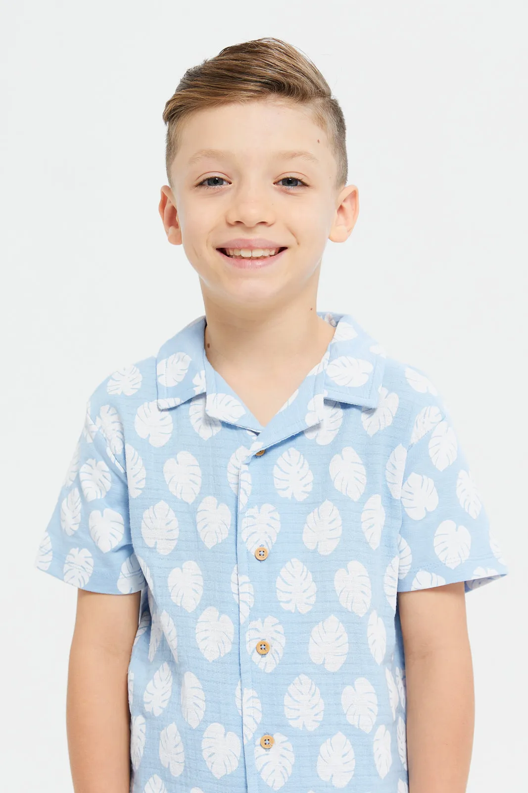 Boys Blue Printed Shirts