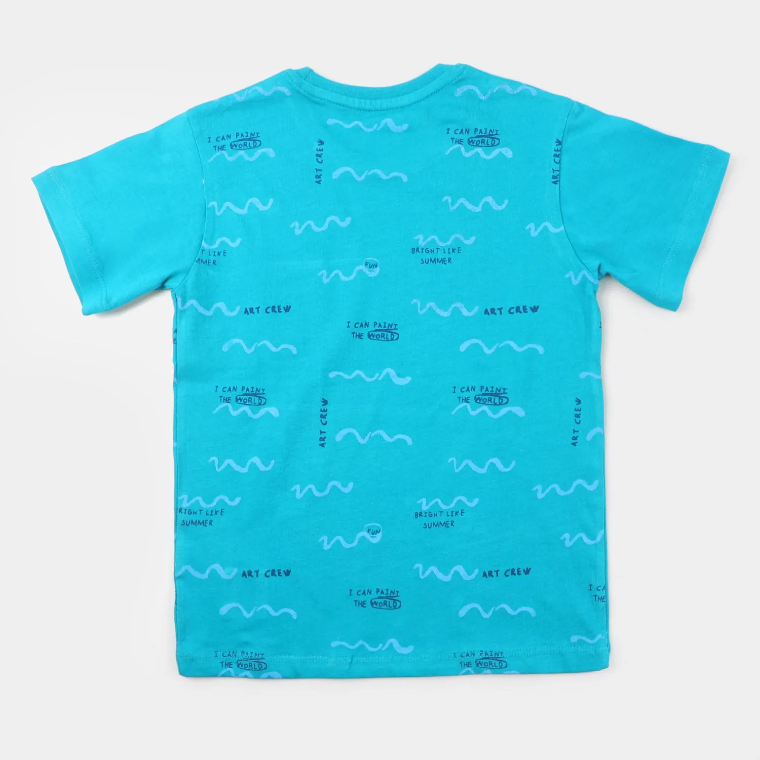 Boys Cotton T-Shirt Summer Wavy - Lake Blue