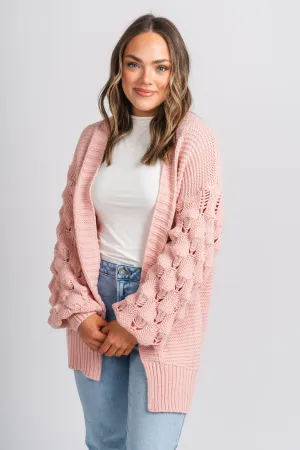 Bubble sleeve cardigan blush