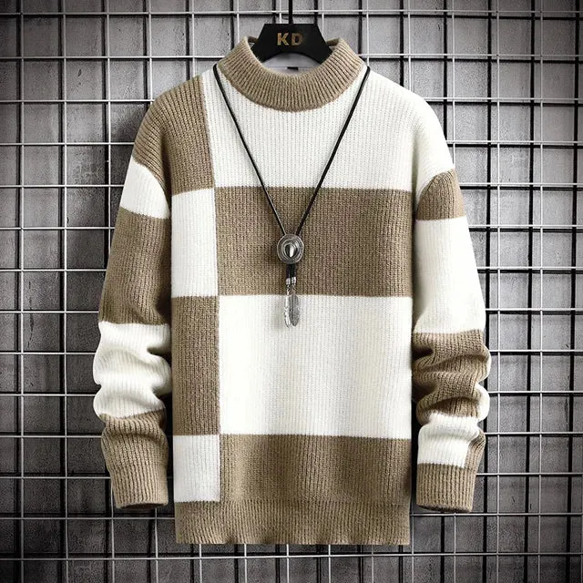 Casual Plaid Contrast Knitted Sweater