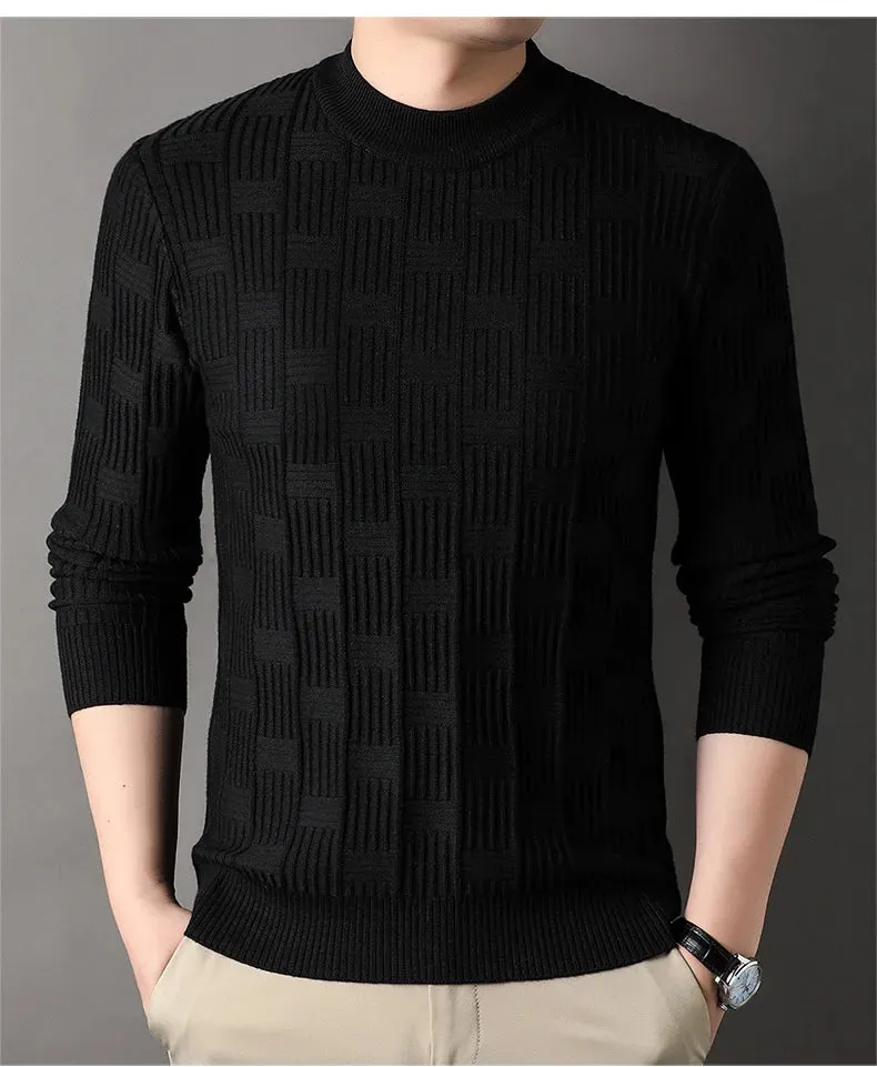 Checkerboard Jacquard Sweater for Men