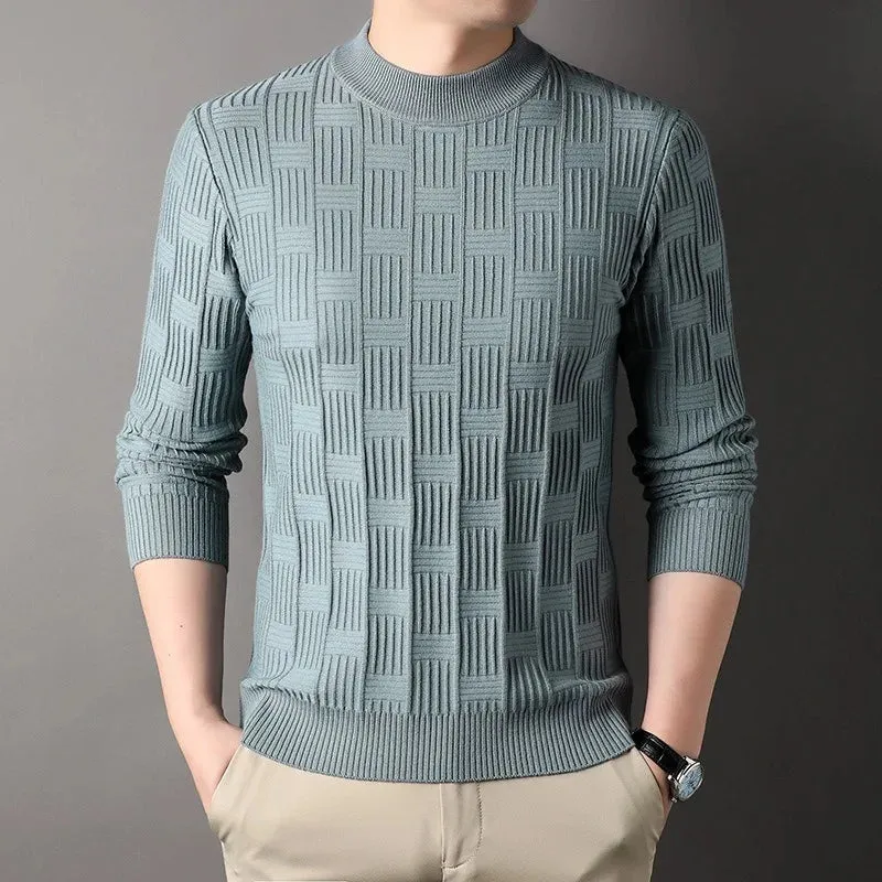 Checkerboard Jacquard Sweater for Men