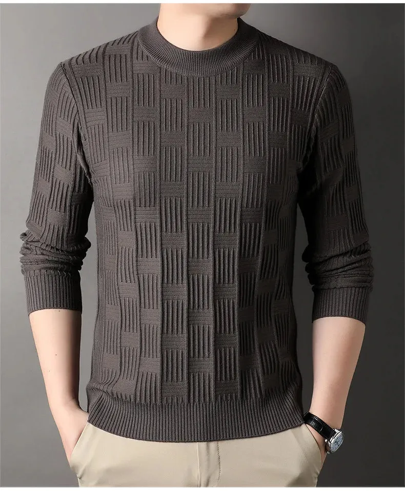 Checkerboard Jacquard Sweater for Men