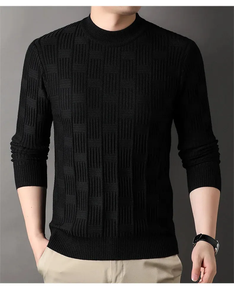 Checkerboard Jacquard Sweater for Men