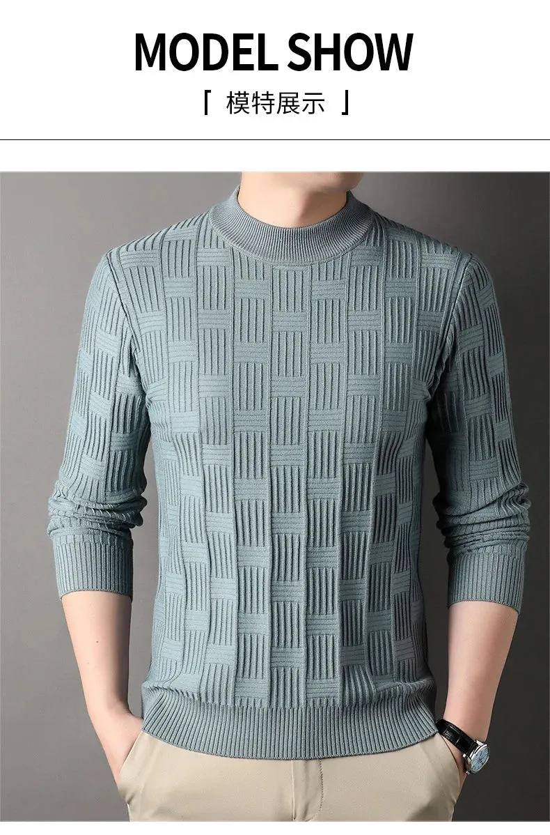 Checkerboard Jacquard Sweater for Men