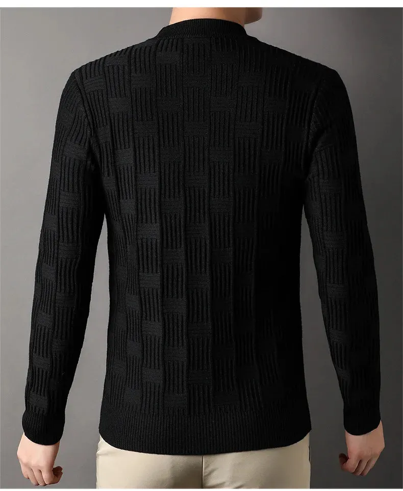 Checkerboard Jacquard Sweater for Men