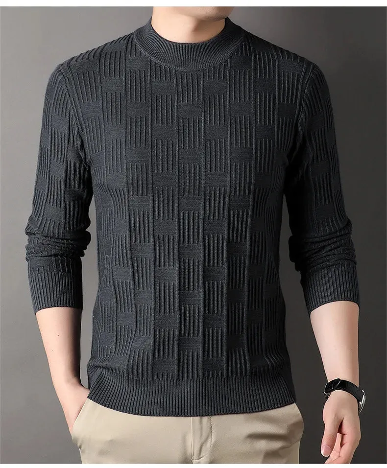 Checkerboard Jacquard Sweater for Men