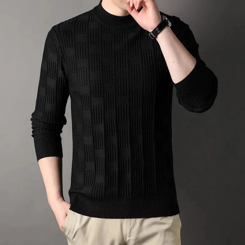 Checkerboard Jacquard Sweater for Men