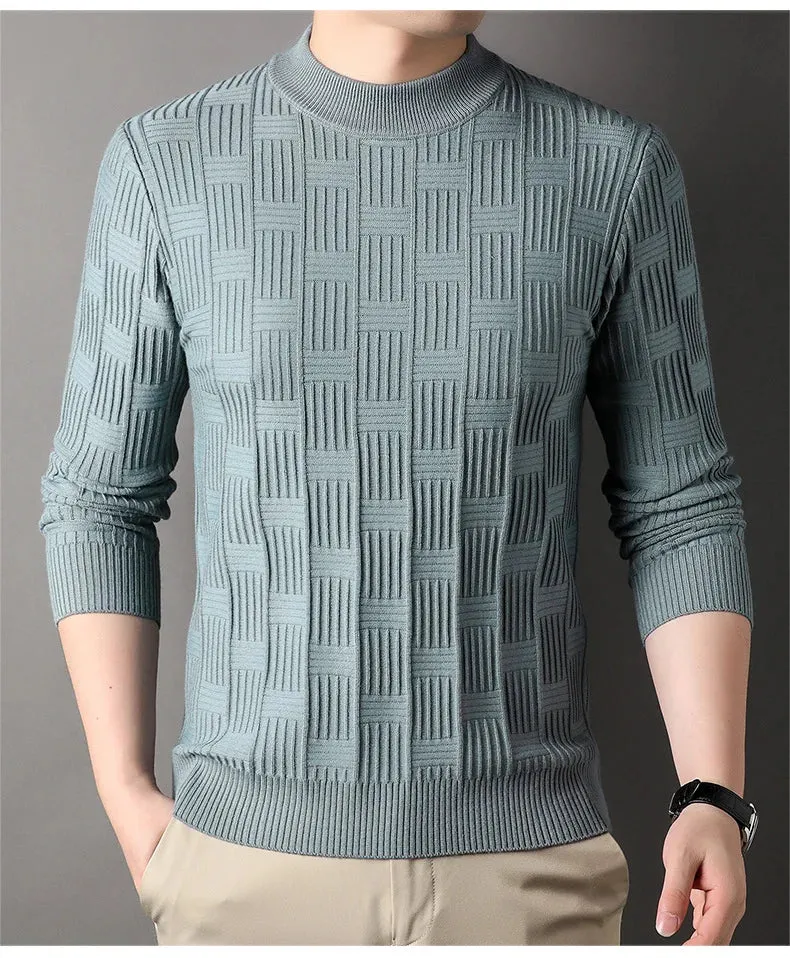 Checkerboard Jacquard Sweater for Men