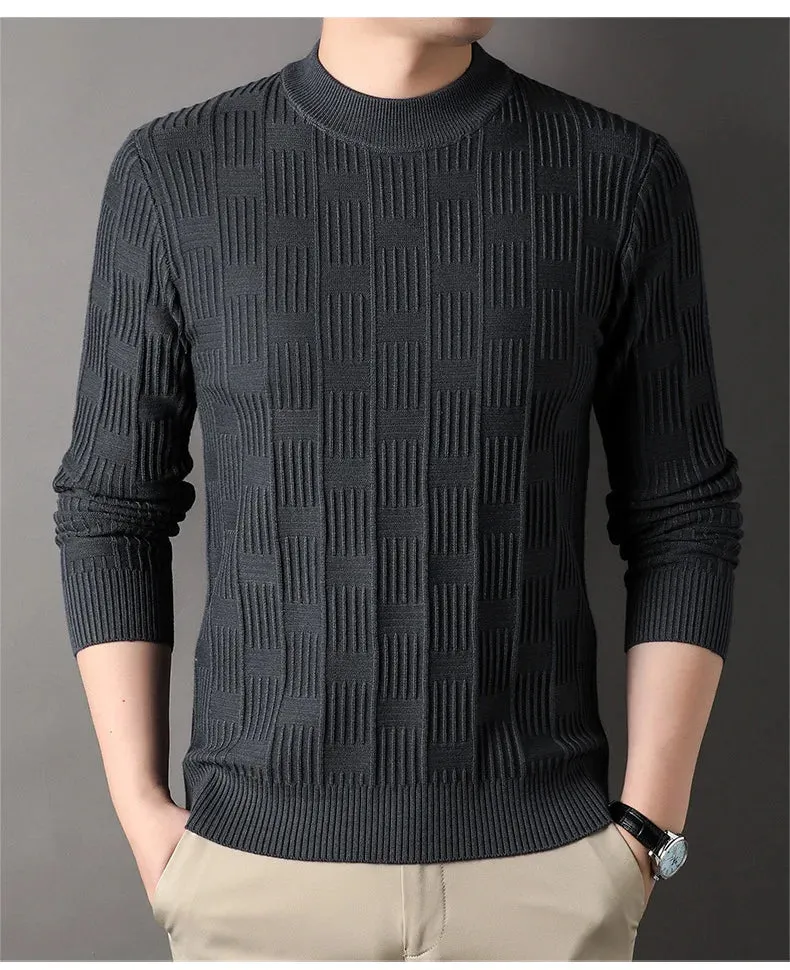 Checkerboard Jacquard Sweater for Men