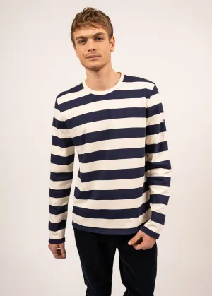 CHERBOURG - Striped Tee With Round Neck | 100% Cotton (NAVY /ECRU)