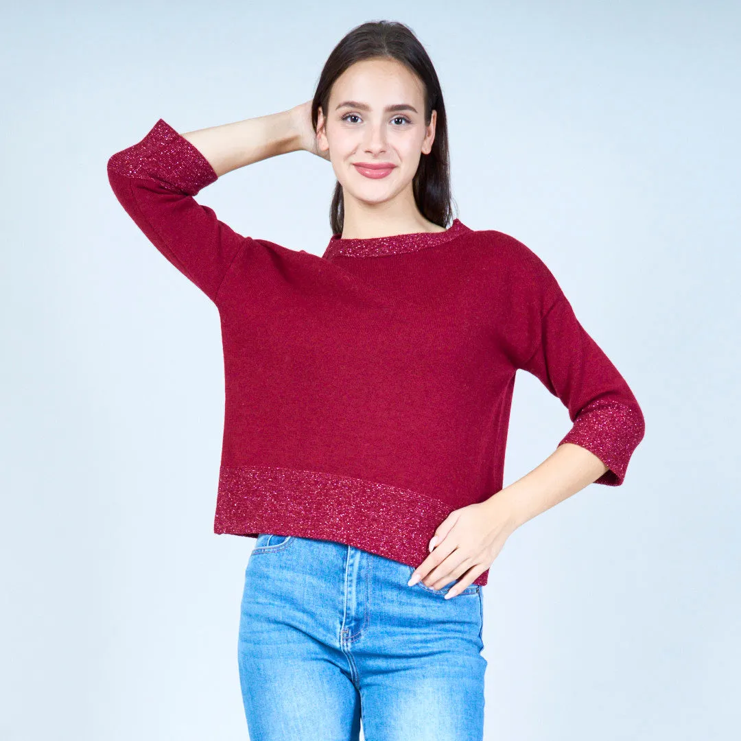 Chic cropped knit top with sparkle accents wholesale