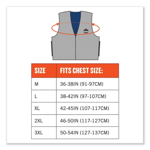 Chill-its 6665 Embedded Polymer Cooling Vest With Zipper, Nylon/polymer, X-large, Gray, Ships In 1-3 Business Days