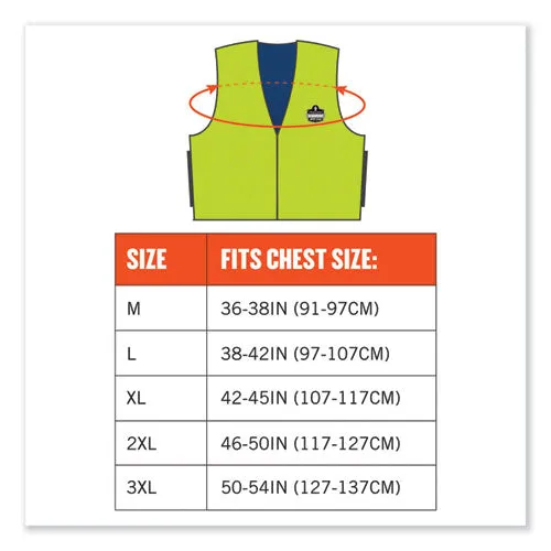 Chill-its 6665 Embedded Polymer Cooling Vest With Zipper, Nylon/polymer, X-large, Lime, Ships In 1-3 Business Days