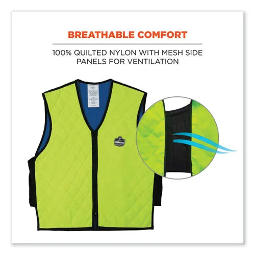 Chill-its 6665 Embedded Polymer Cooling Vest With Zipper, Nylon/polymer, X-large, Lime, Ships In 1-3 Business Days