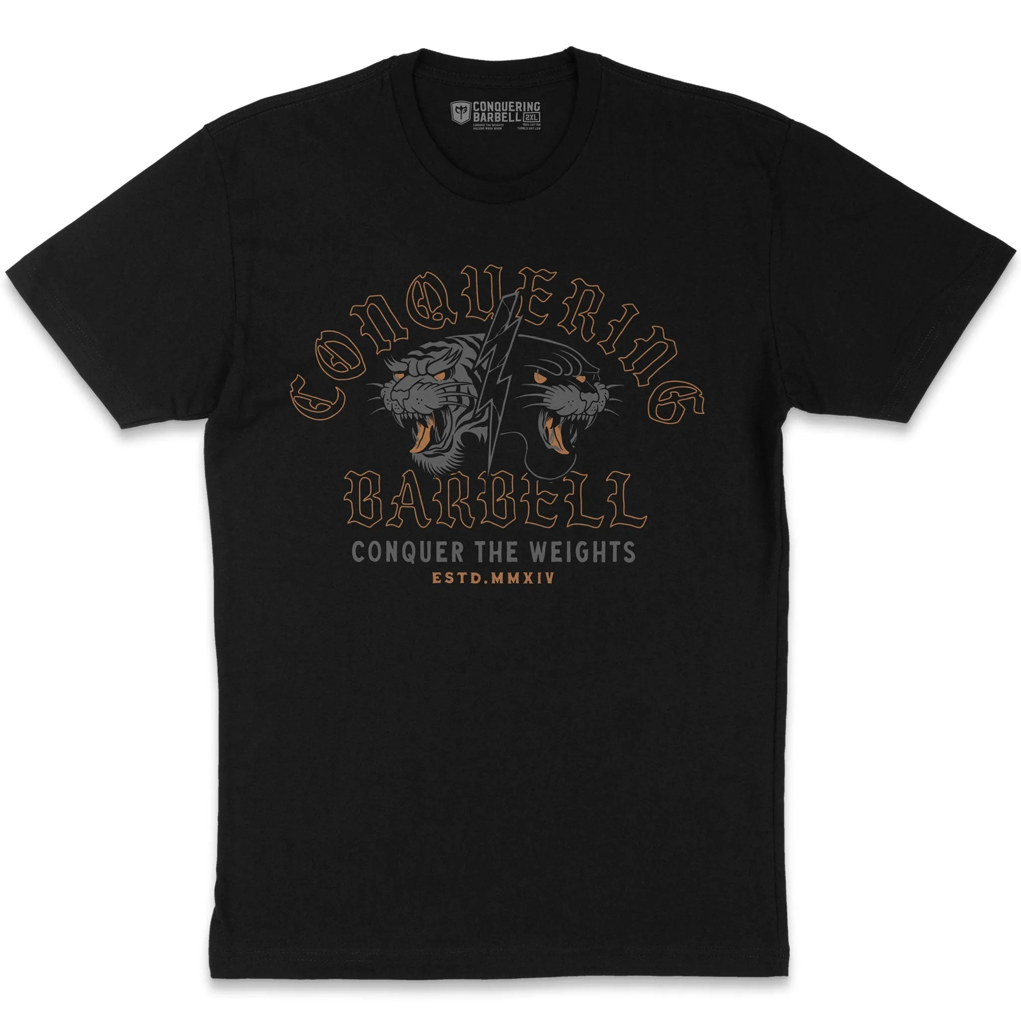 Conquering Barbell - Raw Power - on Black Tee