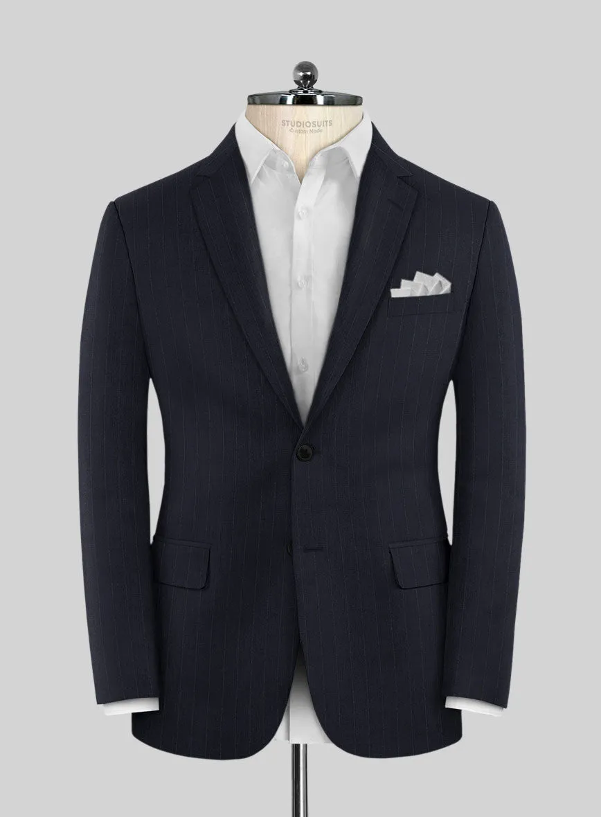 Deep Blue Old World Stripe Wool Suit