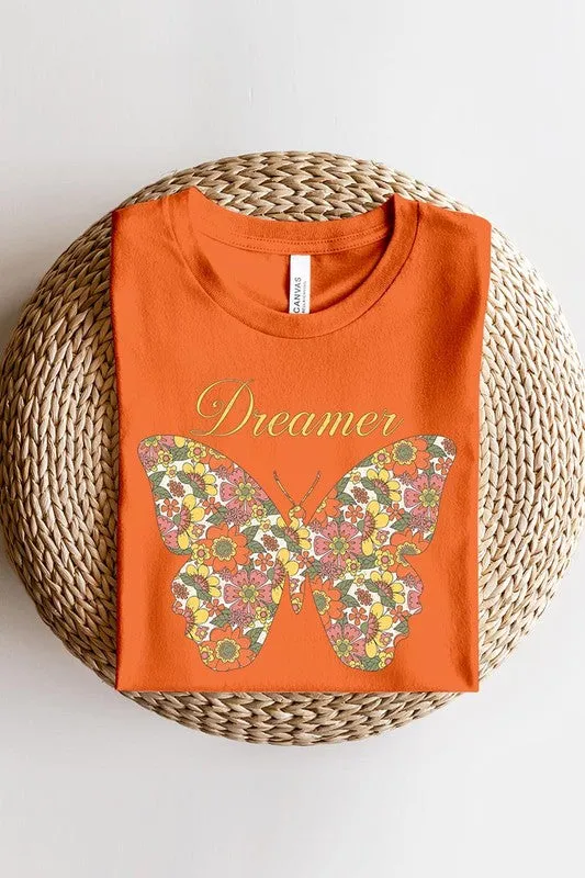 Dream Floral Butterfly Graphic T Shirt