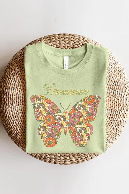 Dream Floral Butterfly Graphic T Shirt