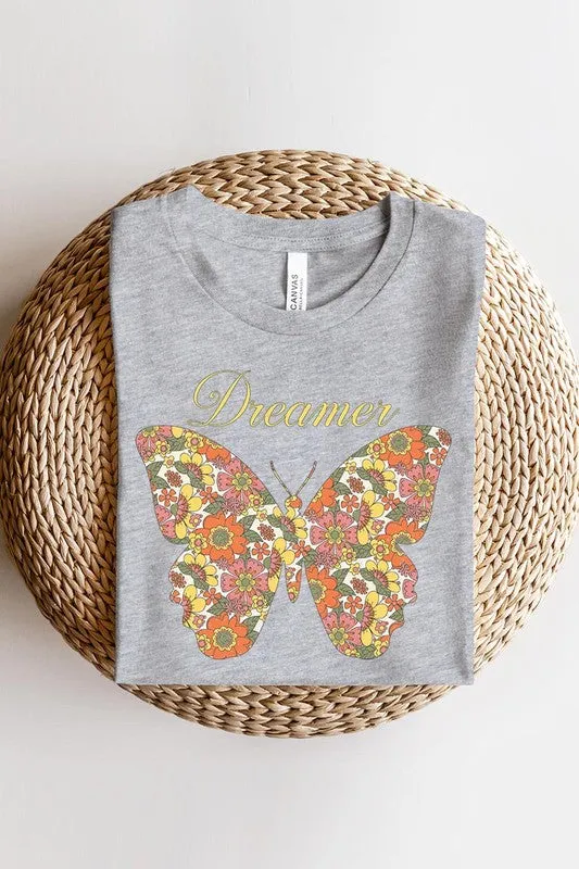 Dream Floral Butterfly Graphic T Shirt