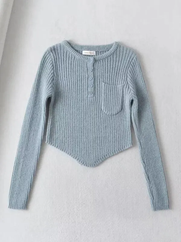 Elegant Curved Hem Knit Sweater for Women - Essential Winter Fashion Piece