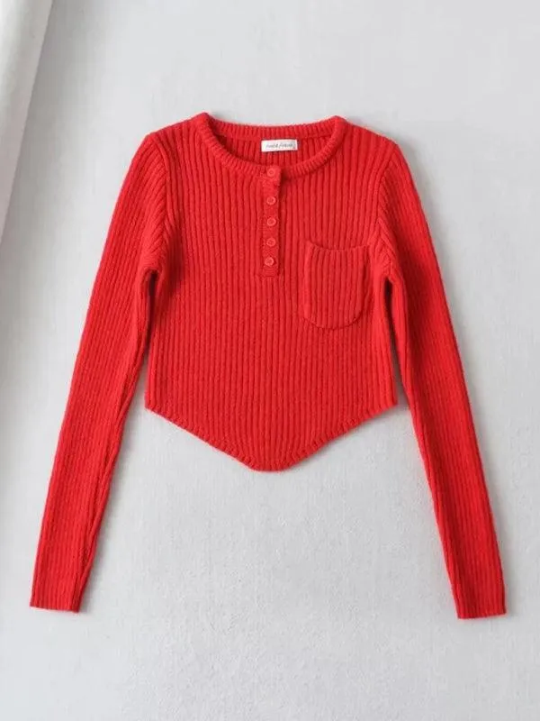 Elegant Curved Hem Knit Sweater for Women - Essential Winter Fashion Piece