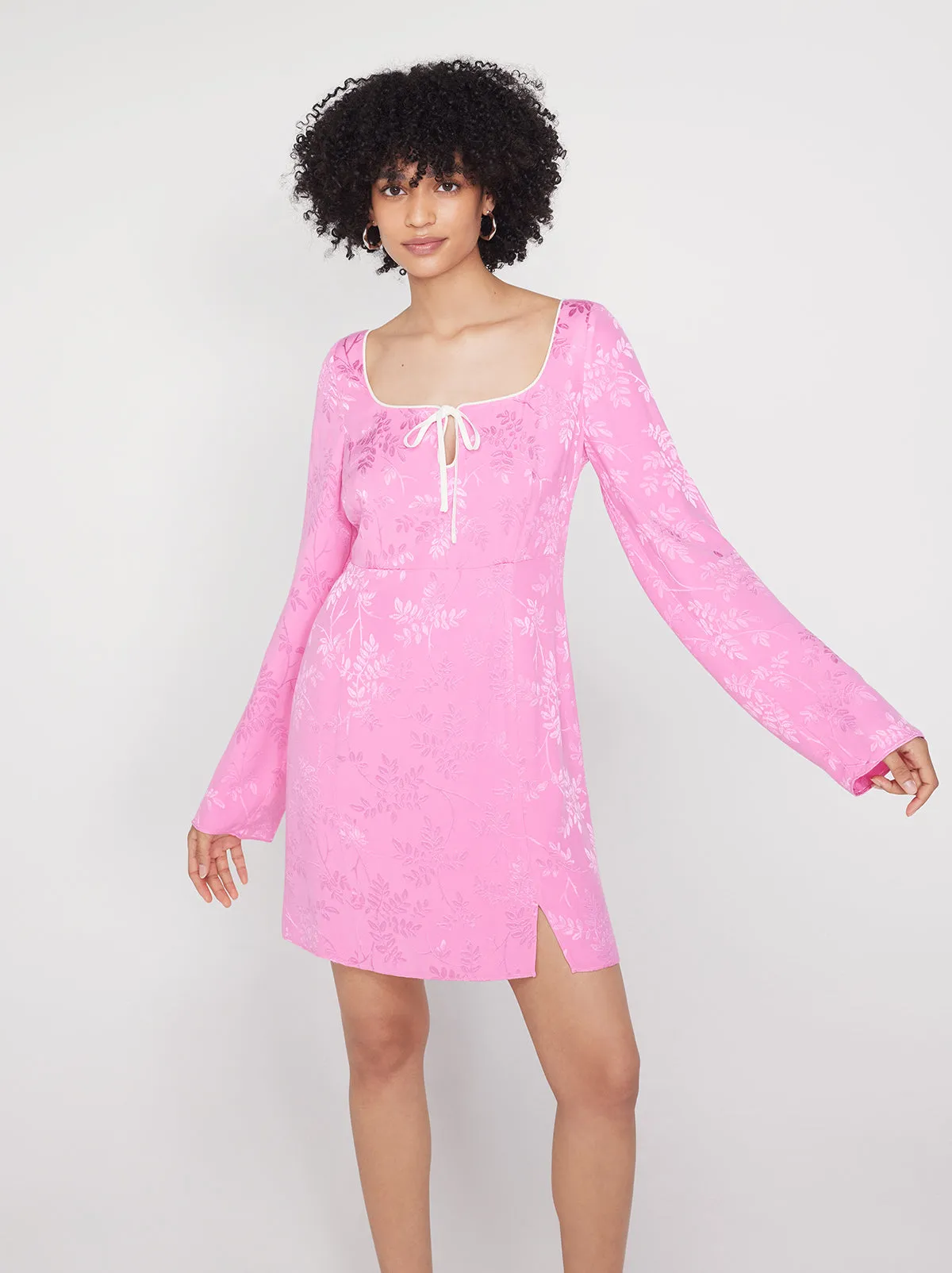 Elspeth Pink Floral Jacquard Mini Dress