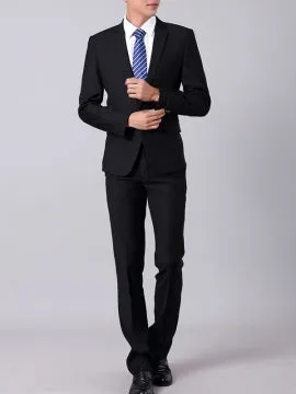 Formal Men's Work Suit with Solid Color