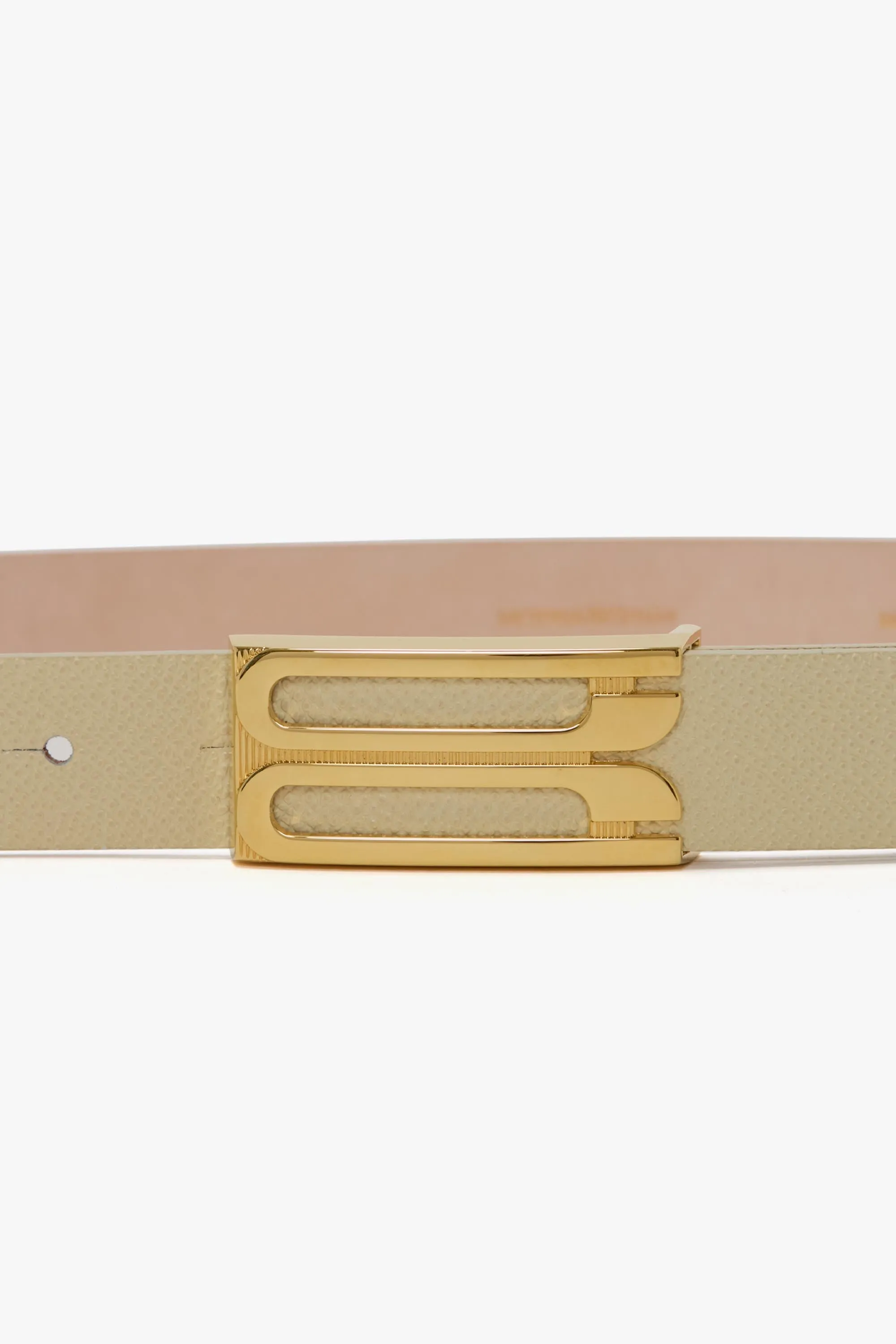 Frame Belt In Ivory Grained Leather