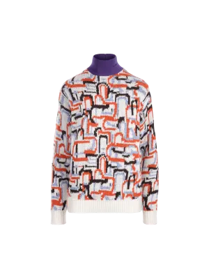 Geometric-Motif Cashmere Sweater