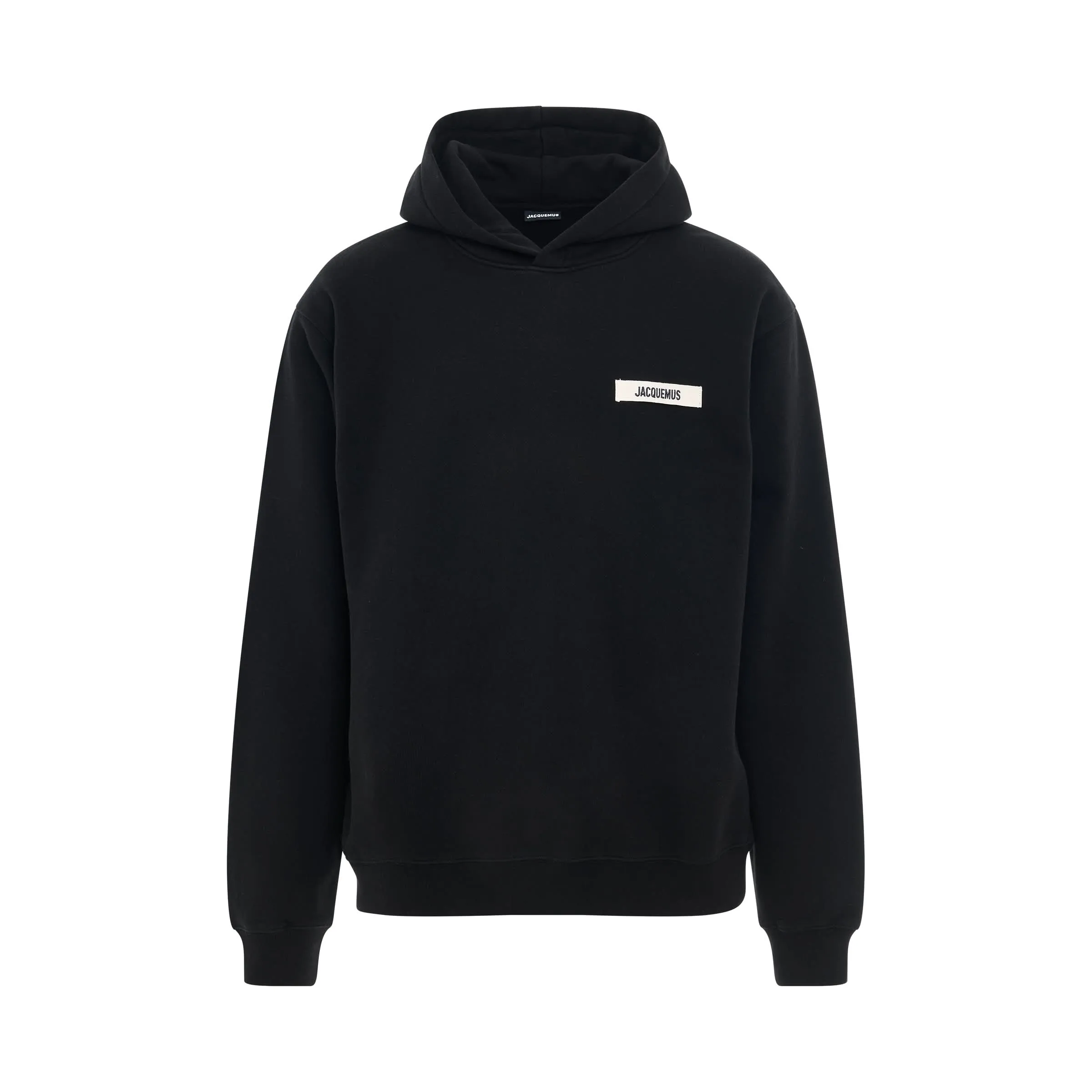 Gros Grain Logo Hoodie in Black