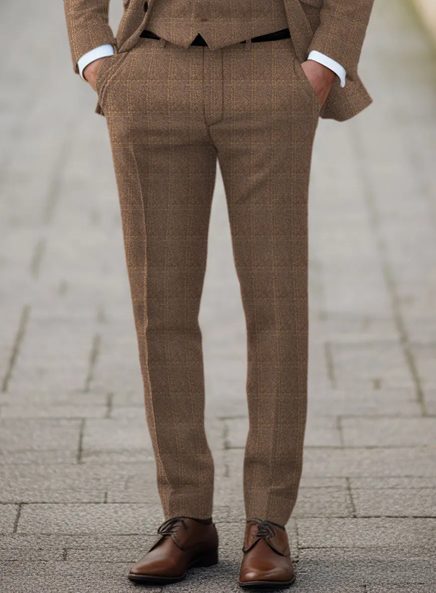 Highlander Dark Beige Windowpane Tweed Suit