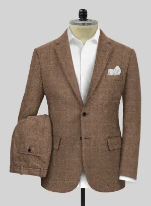 Highlander Dark Beige Windowpane Tweed Suit