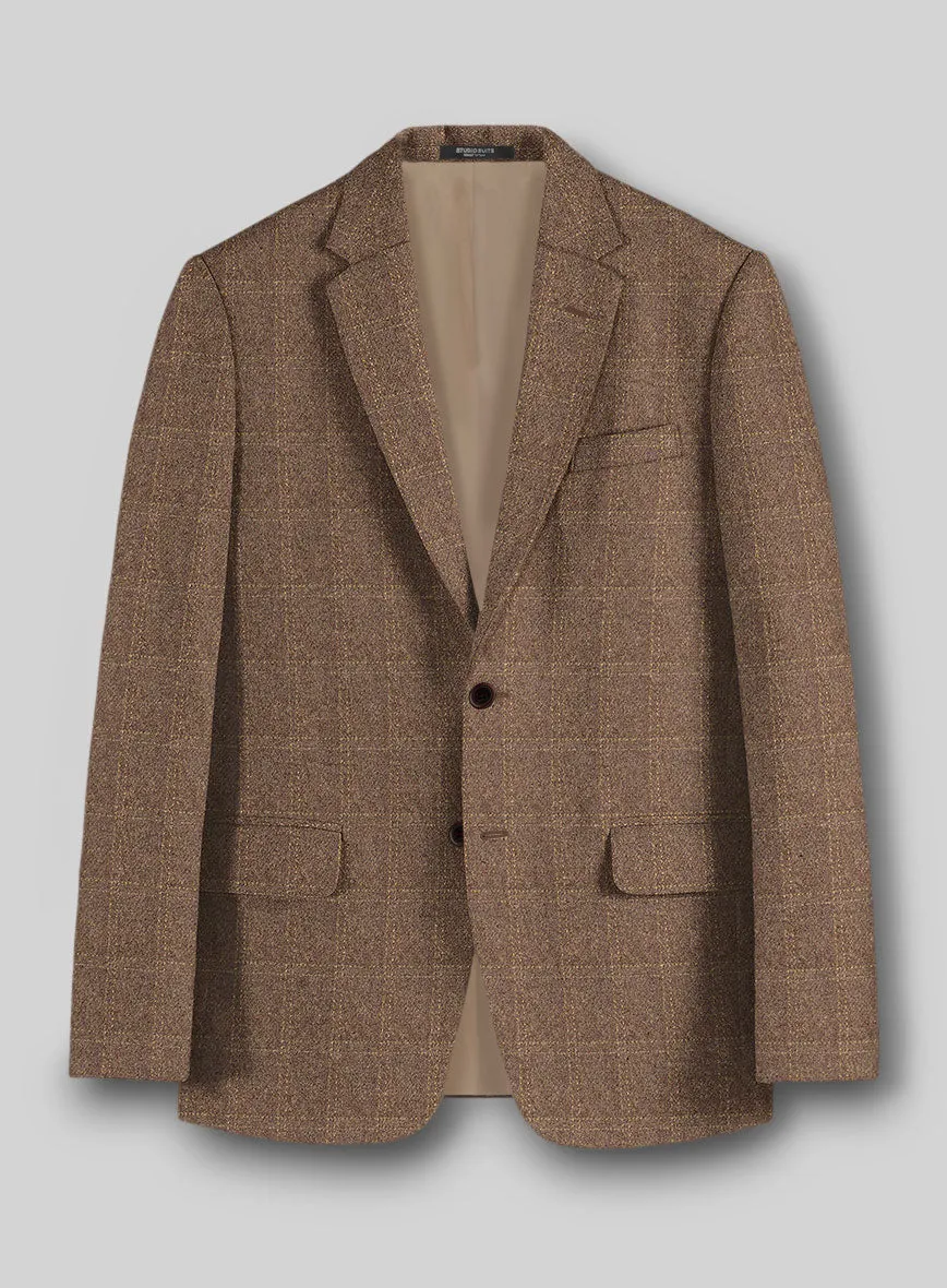 Highlander Dark Beige Windowpane Tweed Suit