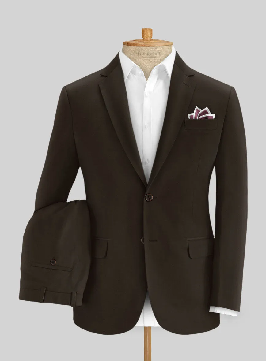 Italian Mocha Brown Cotton Stretch Suit