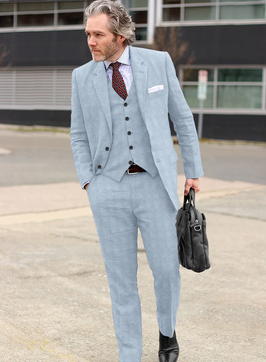 Italian Prato Blue Glen Linen Suit