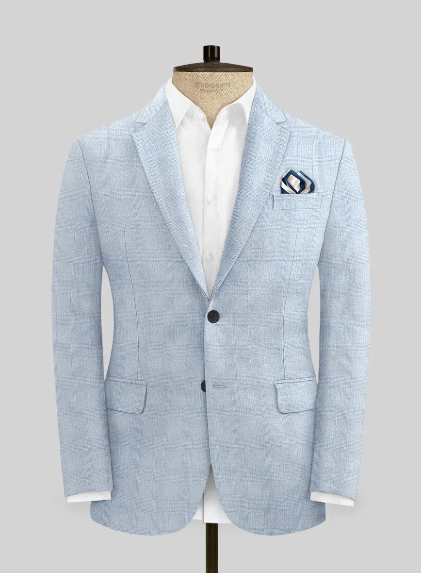 Italian Prato Blue Glen Linen Suit