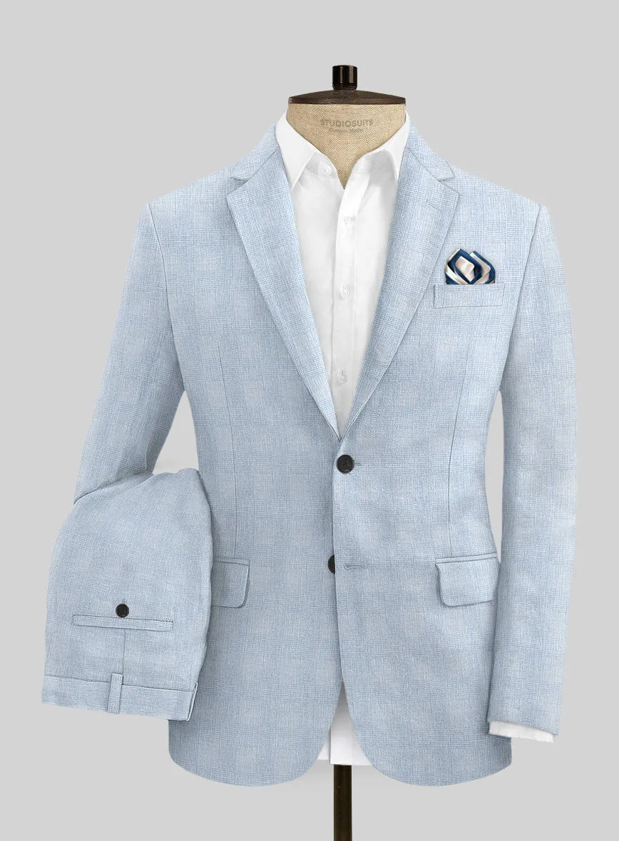 Italian Prato Blue Glen Linen Suit