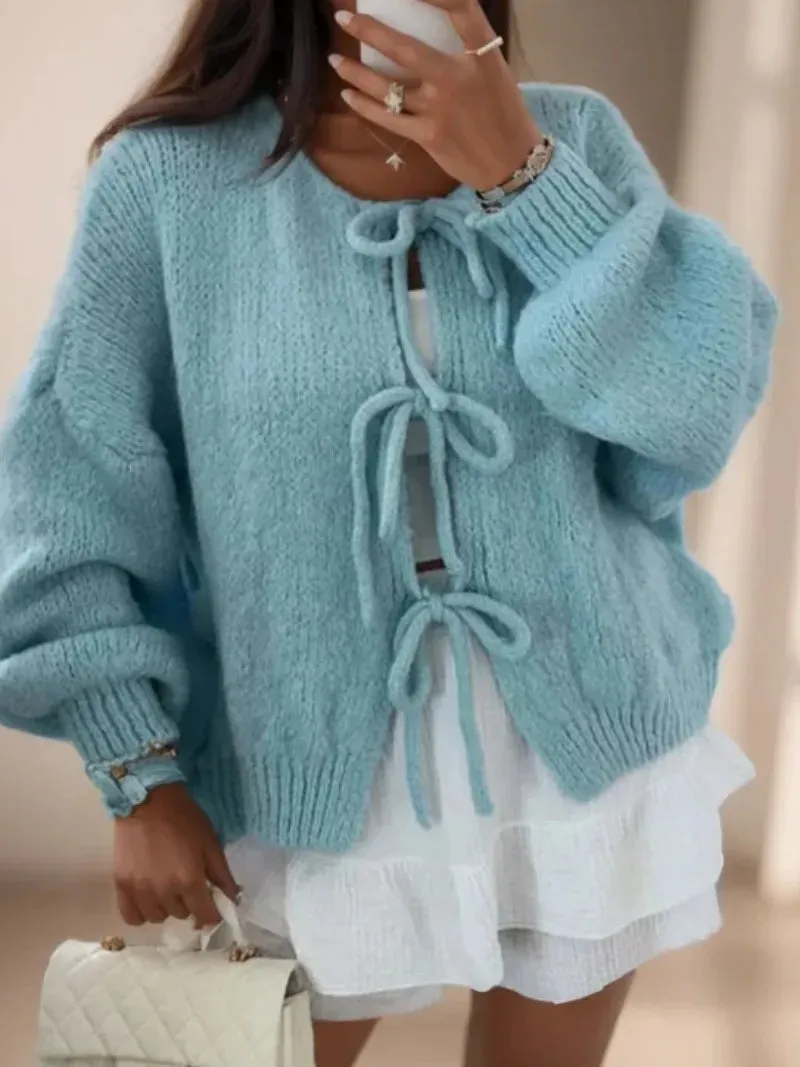 Ivyshape | Cardigan with Bow