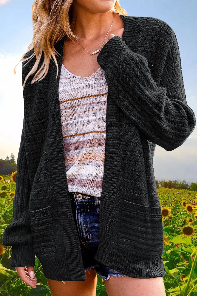 Ivyshape | Casual Solid Hollowed Out V-Neck Cardigans