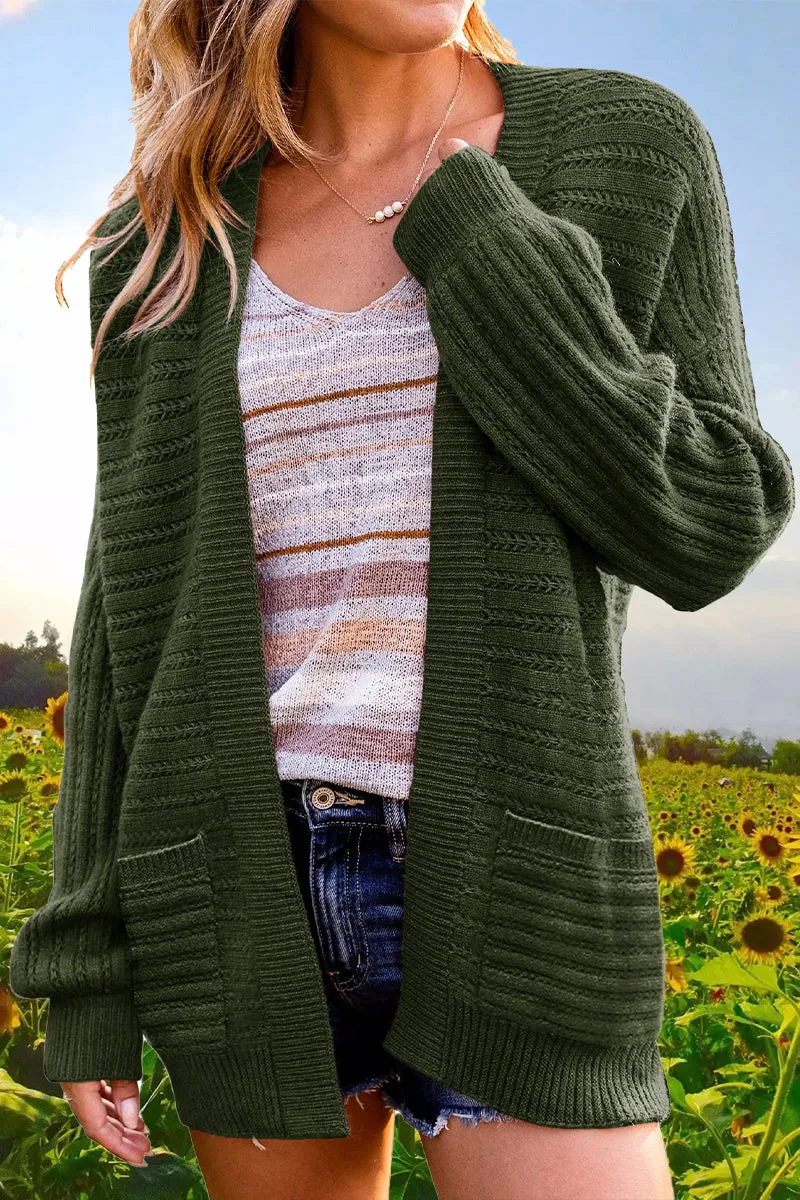 Ivyshape | Casual Solid Hollowed Out V-Neck Cardigans