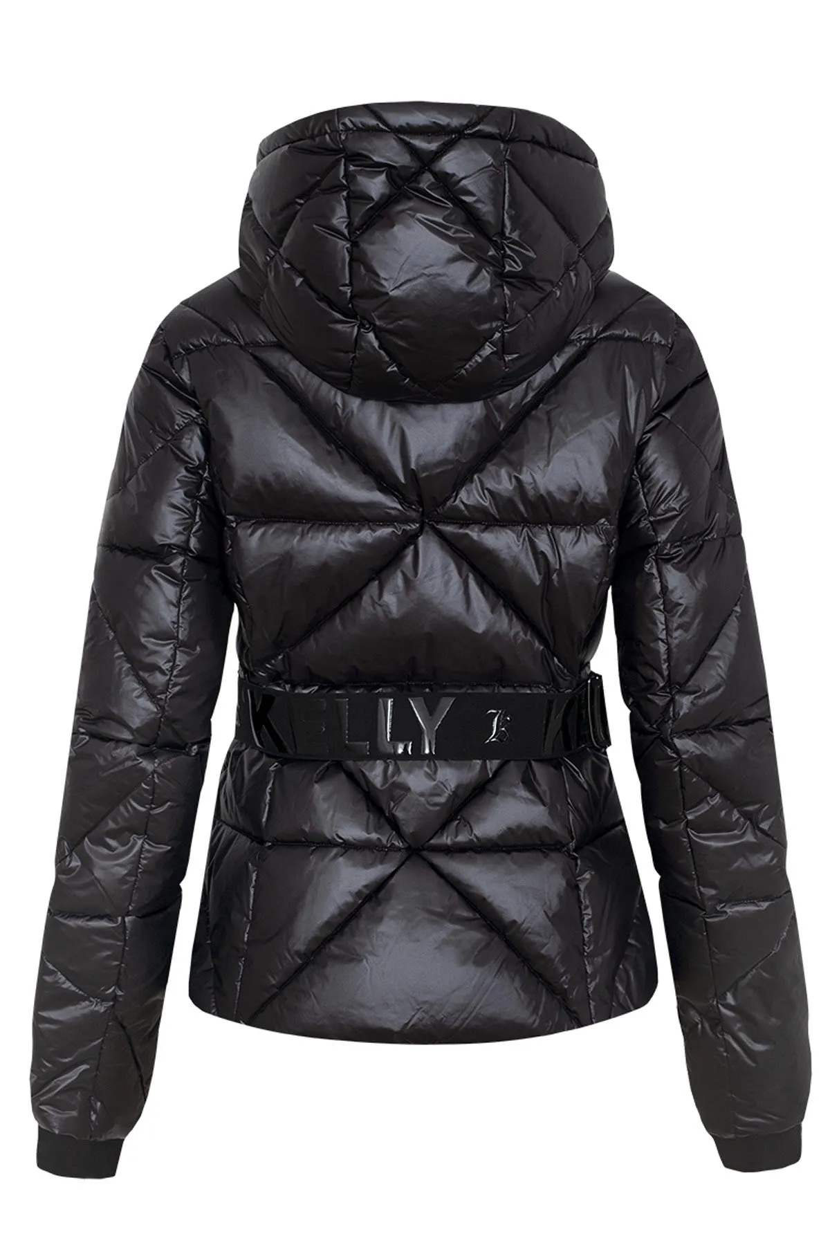 Kelly Eden Black Downfilled Ski Jacket with Belt and Hood