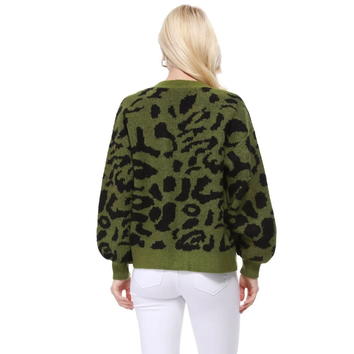 Leopard Jacquard Open Front Shrug Cardigan HK8254LEO (S/M-M/L)