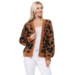 Leopard Jacquard Open Front Shrug Cardigan HK8254LEO (S/M-M/L)