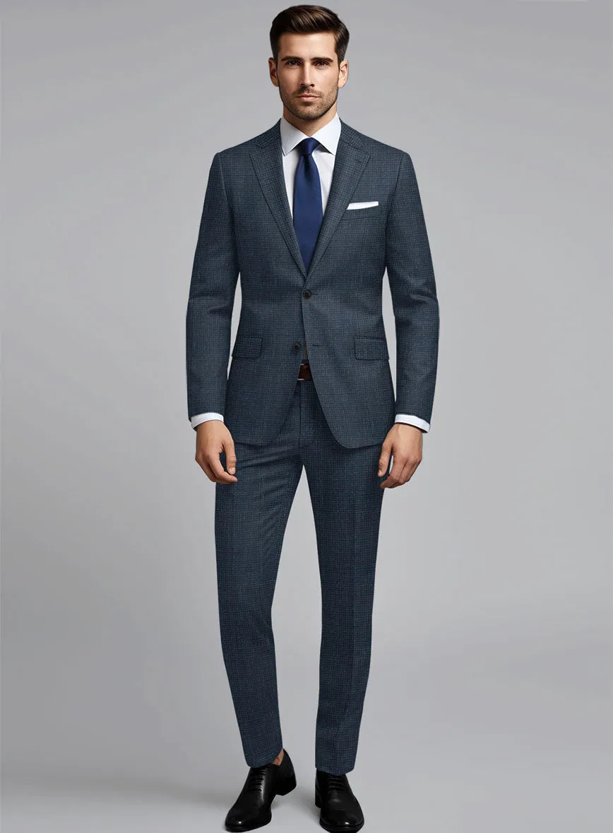 London Loom Dark Blue Abelardo Wool Silk Linen Suit