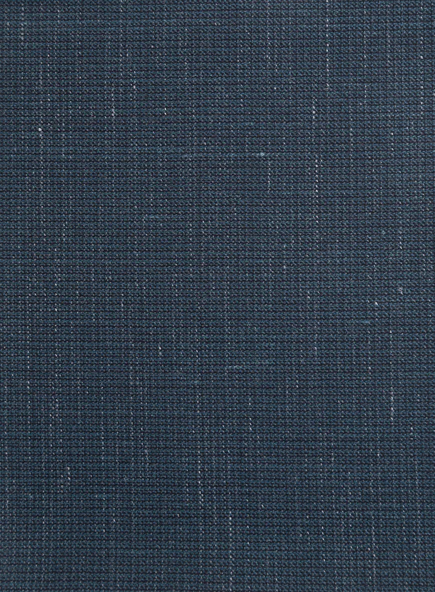 London Loom Dark Blue Abelardo Wool Silk Linen Suit