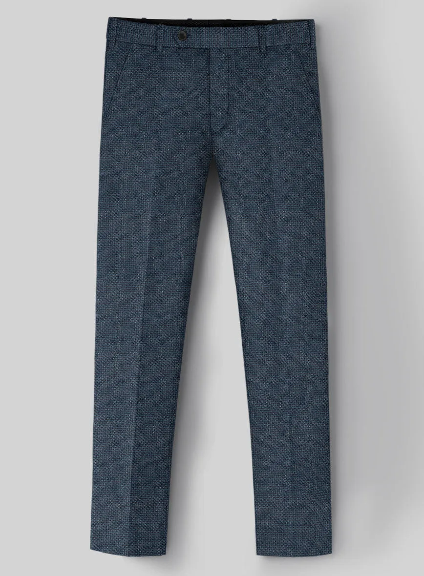 London Loom Dark Blue Abelardo Wool Silk Linen Suit